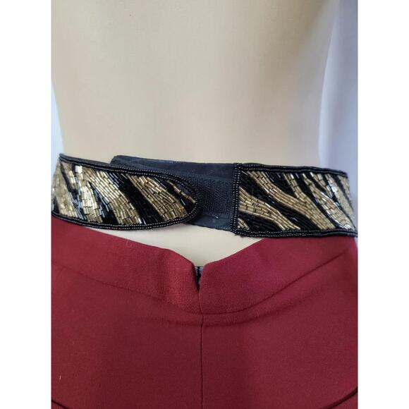 Vintage Jeromes Black Beaded Embellished Statement Bohemian Style Belt Size MS main image 9